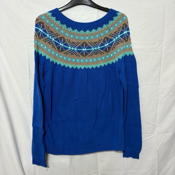 Talbots Vibrant Blue Cardigan with Brown Accents - Picture 4 of 8